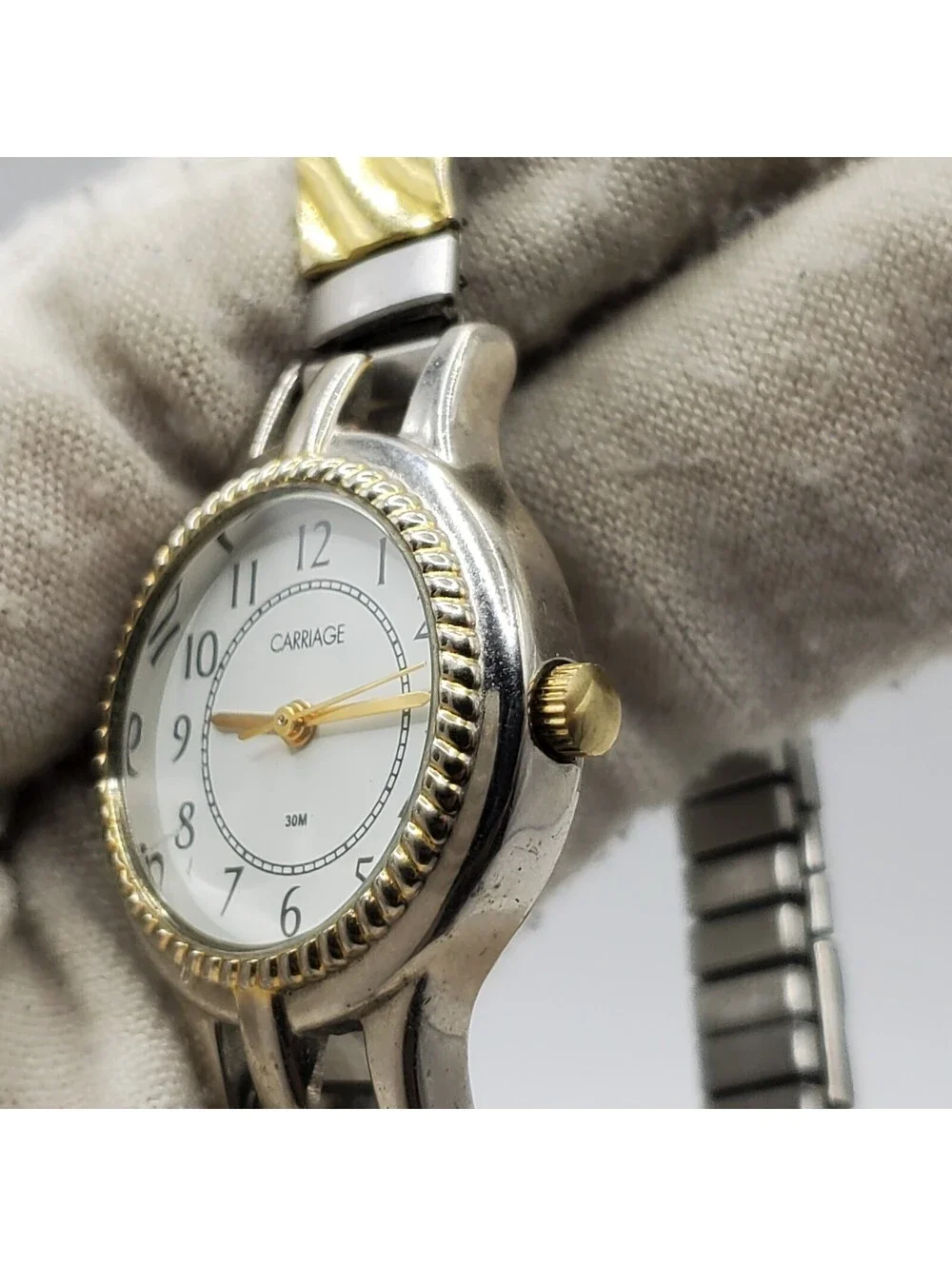 Timex Carriage Womens Watch 22mm Two-Tone Stretch Band New Battery